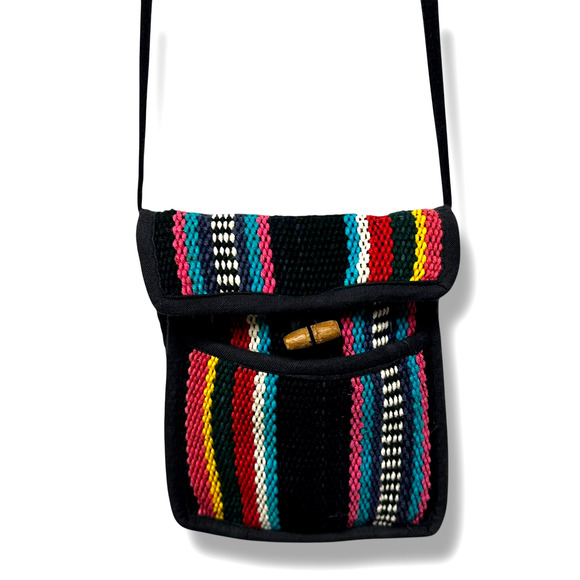 Hand made Crossbody Bag Purse Cotton Striped Toggle In Gear Nepal Indie Hippie - Picture 1 of 16